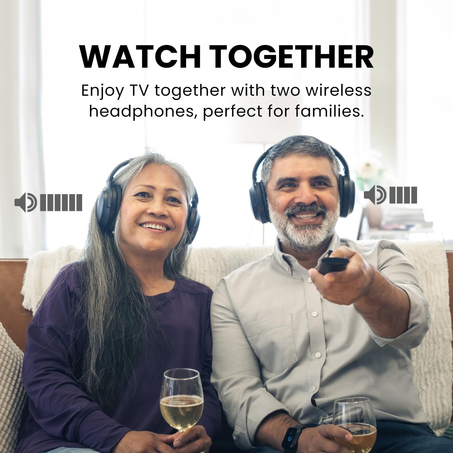 Avantree Duet - Dual Wireless Headphones for TV Watching, Clear Voice & Loud Volume for Seniors and the Hard of Hearing, Easy Plug & Play Setup, with 2.4GHz RF Transmitter & Charging Dock