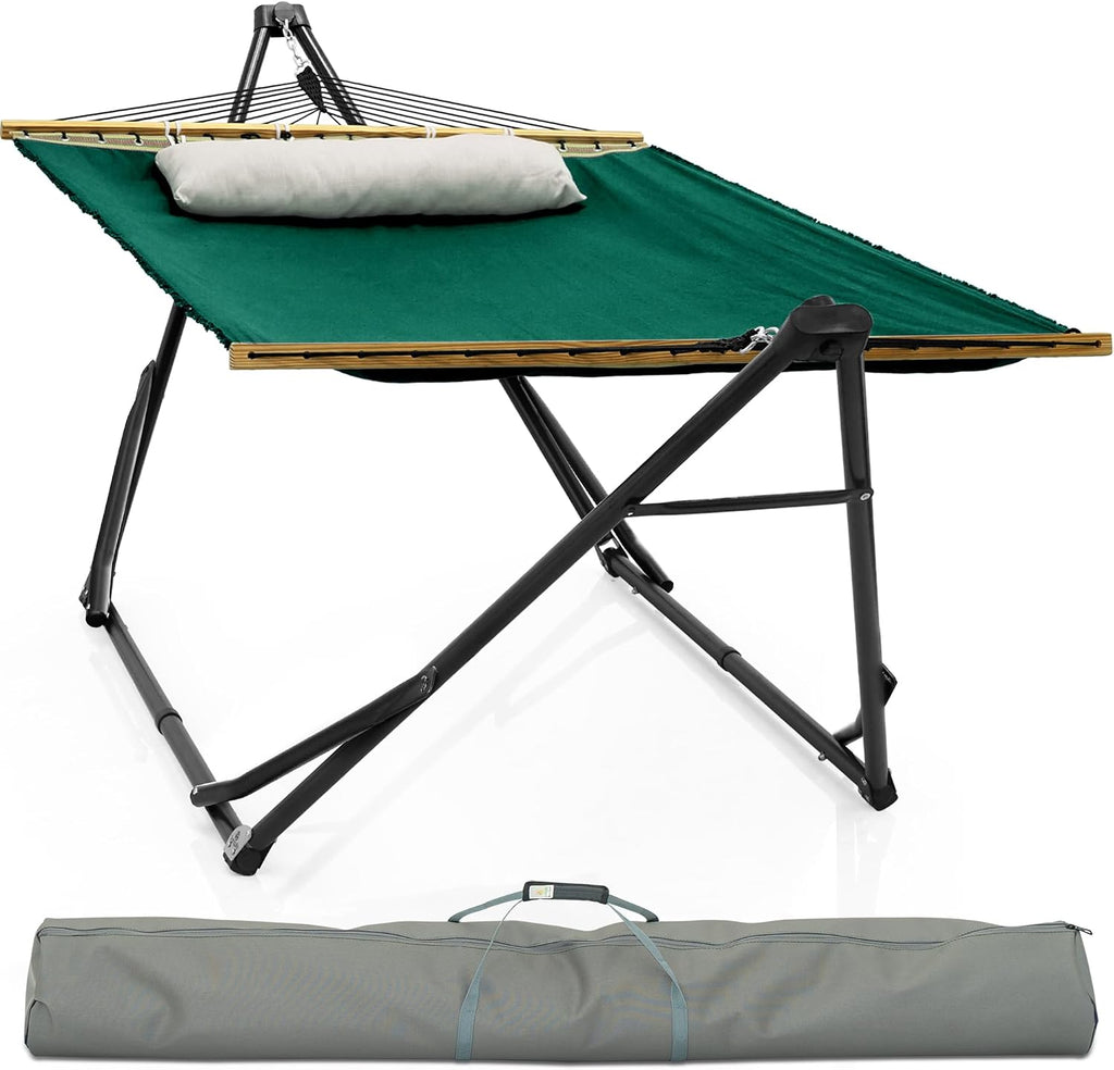 Tranquillo Unity with Hammock Stand; Premium Quality, 800 lbs Capacity, 30-Second Easy Setup, Durable Steel Frame, Pre-Assembled and Portable for Indoor & Outdoor Use, Emerald Green