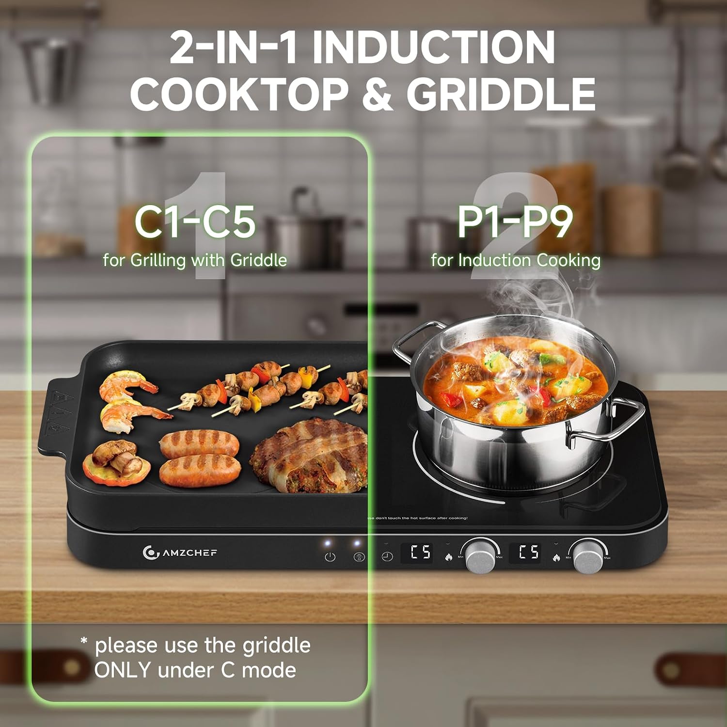 AMZCHEF Double Induction Cooktop & AMZCHEF Portable Induction Cooktop
