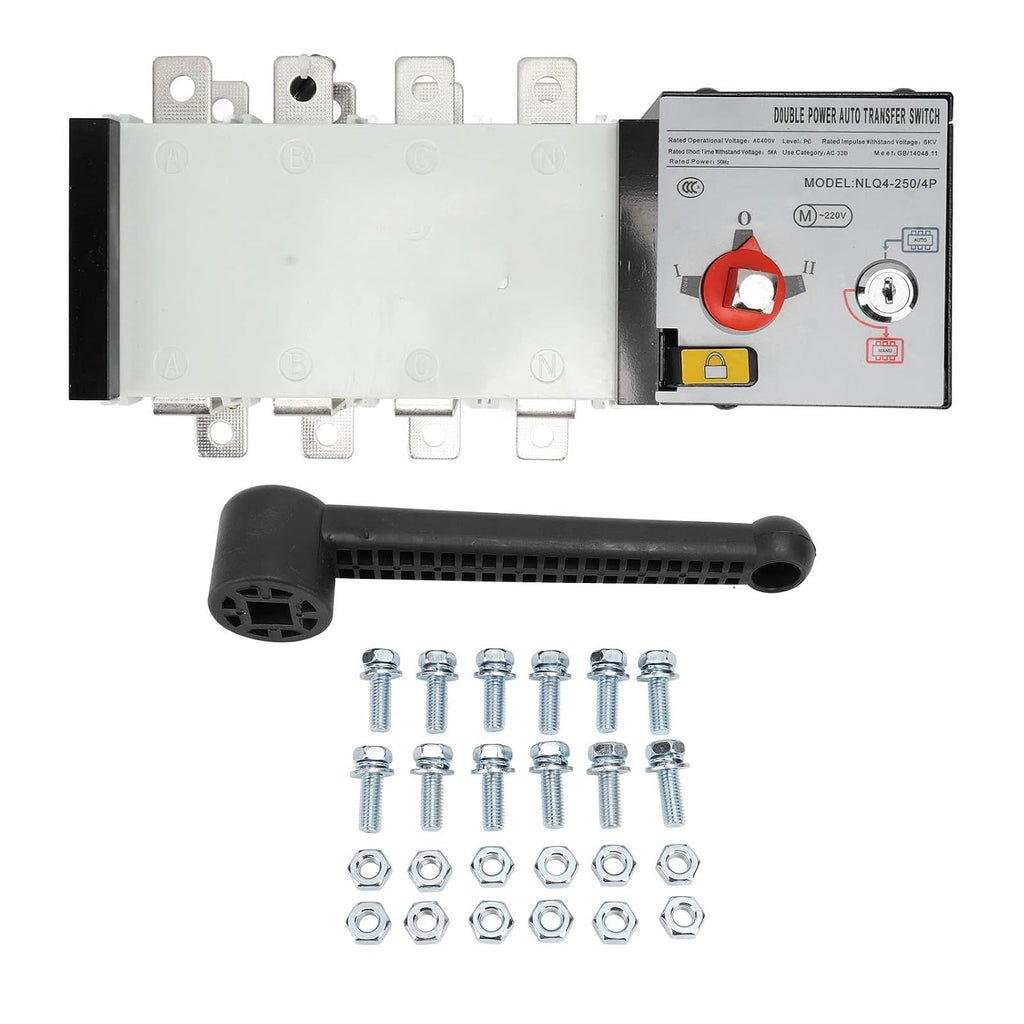 Dual Power Automatic Transfer Switch AC400V 2 in 1 Out Isolated Power Transfer Switch for Generator (200A)