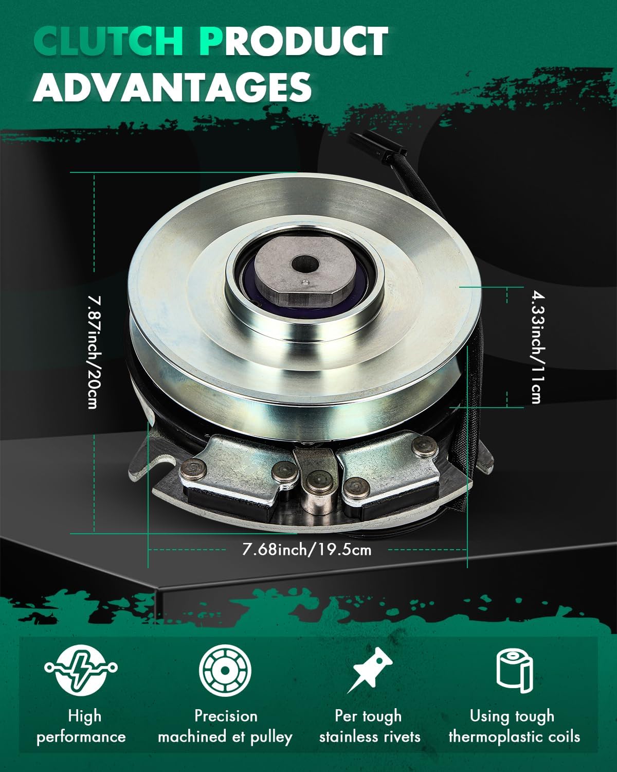 SCITOO PTO Clutch Fit for Warner: 5218-114 5218-220 5218-83, for Bad Boy: 070-1000-00, for STENS: 255-775 Electric Lawn Mower