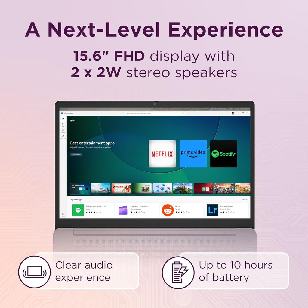 Lenovo Ideapad 3 Chromebook 15 (15.6' FHD Anti-Alare, 4GB RAM, 128GB Storage (64GB eMMC + 64GB IST SD Card), Intel Celeron), Home & Student Laptop, 10-Hr Long Battery Life, Wi-Fi 6, Chrome OS
