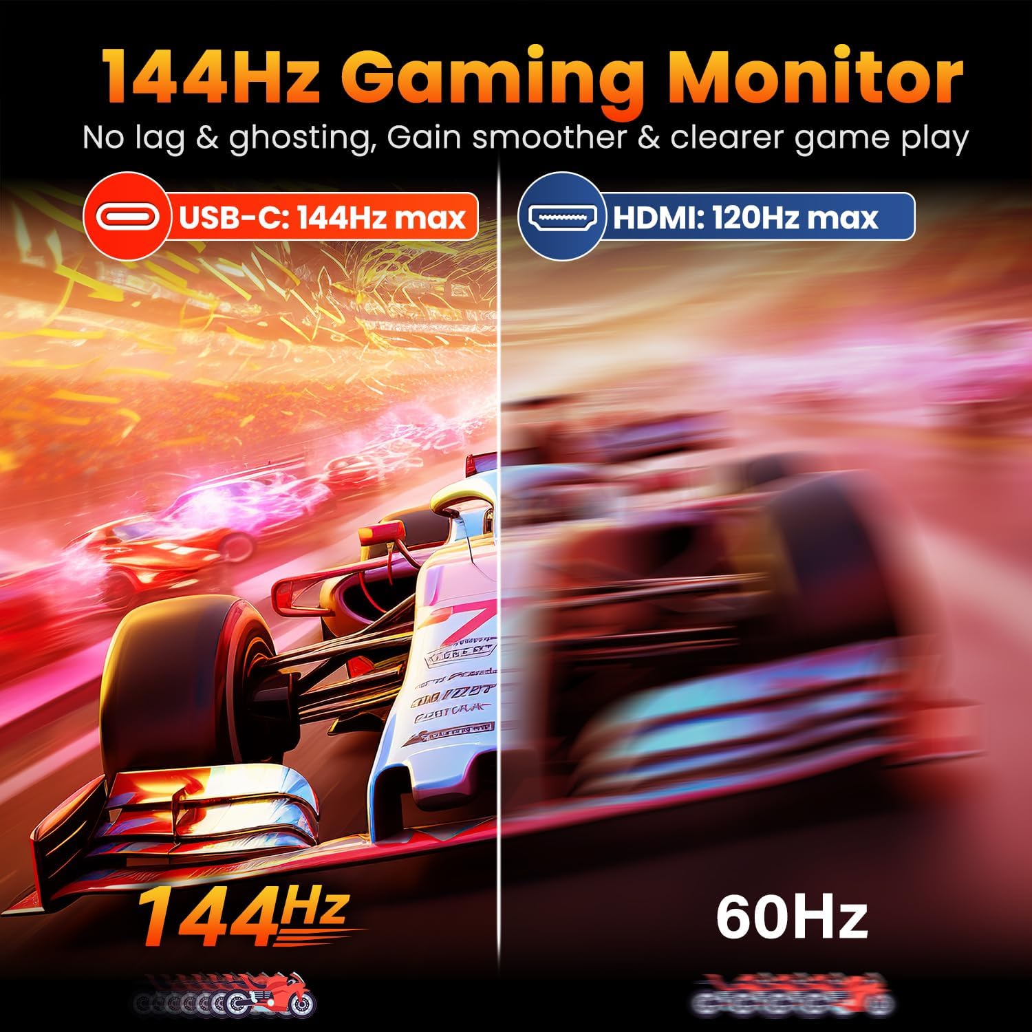 Upperizon Portable Monitor 16 inch 2K QHD 2560X1600 450 Nits 106% sRGB 144 Hz HDR HDMI USB-C Travel Monitor for Laptop Mac PC Surface PS5 Xbox, External Display with Cover & Speakers, VESA Compatible