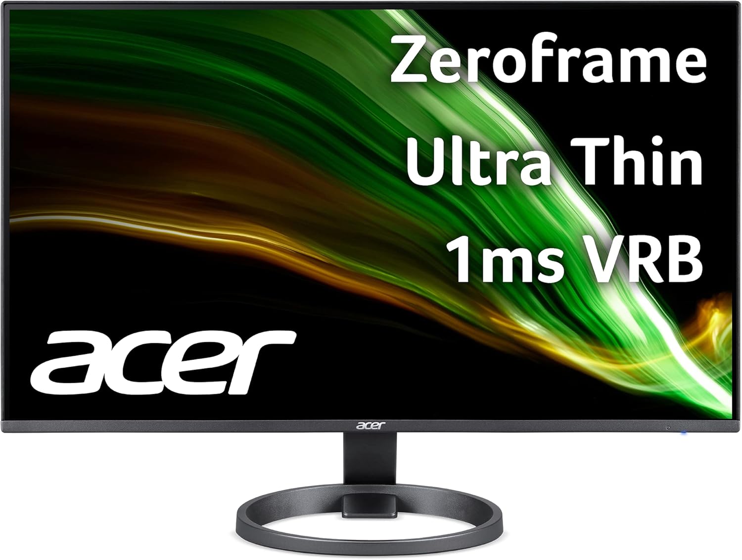 acer R242Y Gyi 23.8' IPS Full HD Zero-Frame Gaming Office Monitor | Adaptive-Sync Support (FreeSync Compatible) | Up to 120Hz Refresh | 1ms (VRB) | Native 1500:1 | 99% sRGB | Tilt | HDMI & VGA Ports