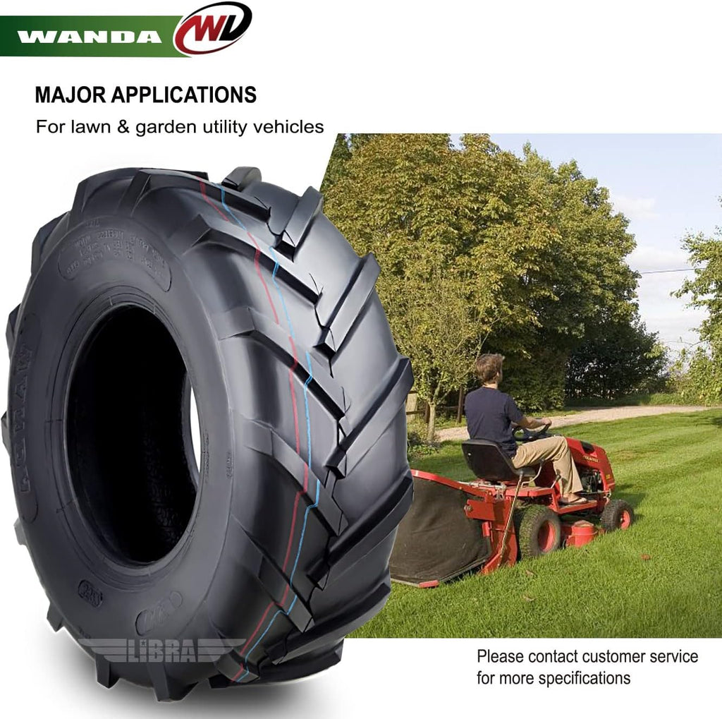 WANDA Set 4 15X6-6 & 20X10-8 Lawn Mower Agriculture Farm Tractor Tires Super Lug 4 Ply-13078/13071