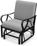 Tangkula Outdoor Patio Glider, Metal Framed Gliding Chair with Cushion, Ergonomic Single-Person Outdoor Patio Chair with Curved Armrest, Smooth Rocking Arms for Porch, Patio (1)
