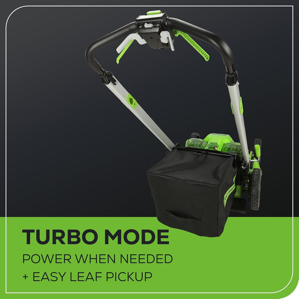 Greenworks 60V 25' Self-Propelled Cordless Lawn Mower – 2 x 4.0Ah Batteries & Fast Charger(75+ Tool Compatibility, 80Min Runtime)