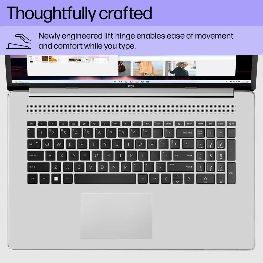 HP 17.3 Backlit Keyboard Laptop with Fingerprint Reader | None Touchscreen | Office 365 for The Web | Intel 10-Core i5, Iris Xe Graphics | 16GB RAM, 256GB SSD Storage | Windows 11 w/o Mouse