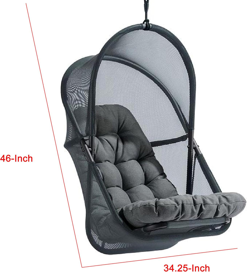 Bery Patio Hanging Swing Chair-Cushioned Dark Gray Mesh