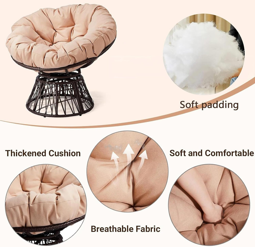 Round Papasan Chair Cushion 16-63inch (40-160cm) Thick Comfy Seat Pillow for Indoor/Outdoor Hanging Egg/Swing/Rocking Chairs & Wicker Furniture(Black,150x150cm)