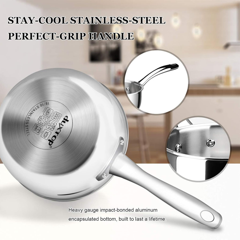 Duxtop Portable Induction Cooktop, 1800W 8500ST E210C2 & Whole-Clad Tri-Ply Stainless Steel Saucepan with Lid, 3 Quart, Kitchen Induction Cookware