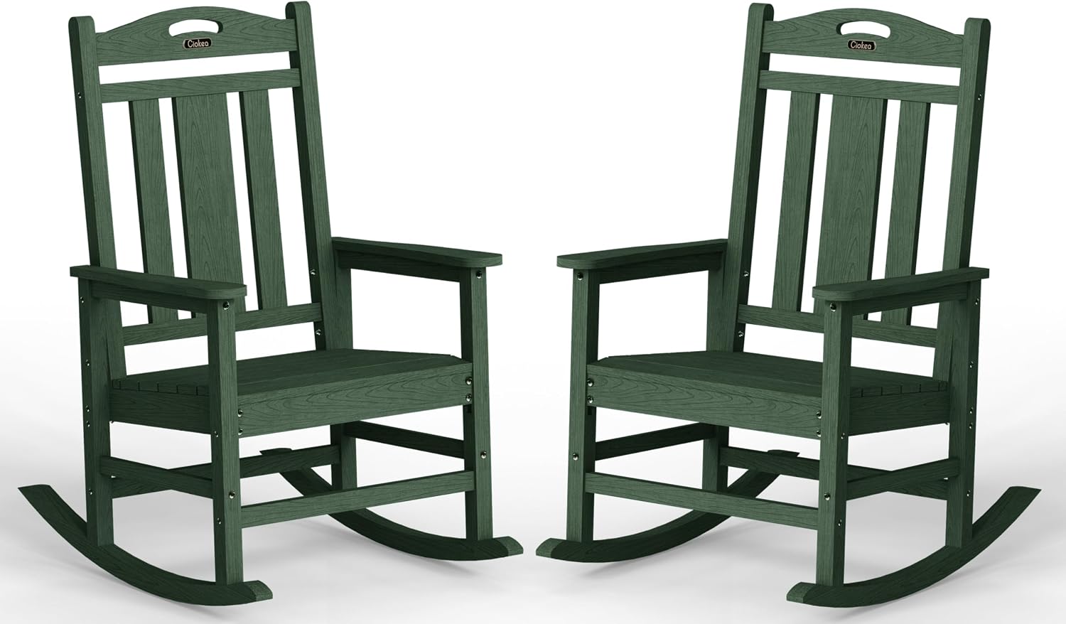 Ciokea Oversized Outdoor Rocking Chairs Set of 2, 380lbs Heavy-Duty Large Patio Rocker, High Back Cozy Porch Chairs, Weather Resistant Patio Rocking Chairs for Outside, Fire Pit, Deck, Forest