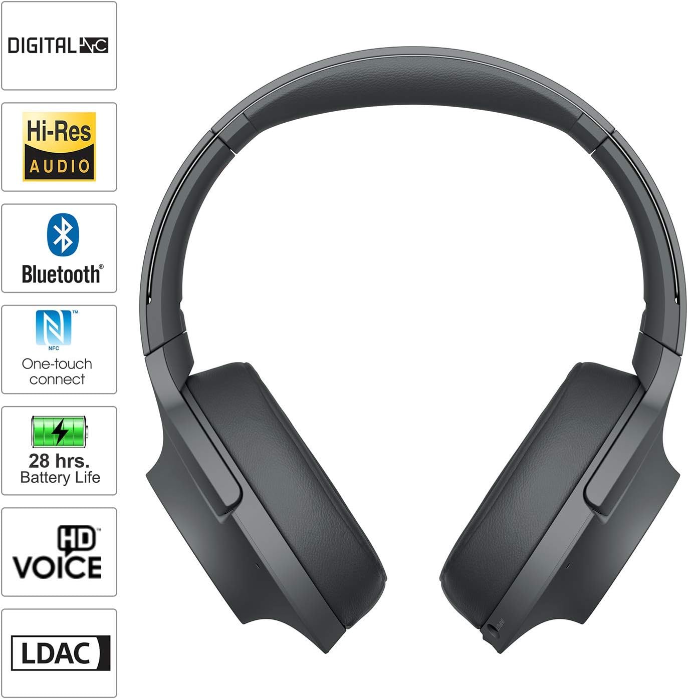SONY WH-H900N h.Ear on 2 Wireless Over-Ear Noise Cancelling High Resolution Headphones (Black/Grey) (Renewed)