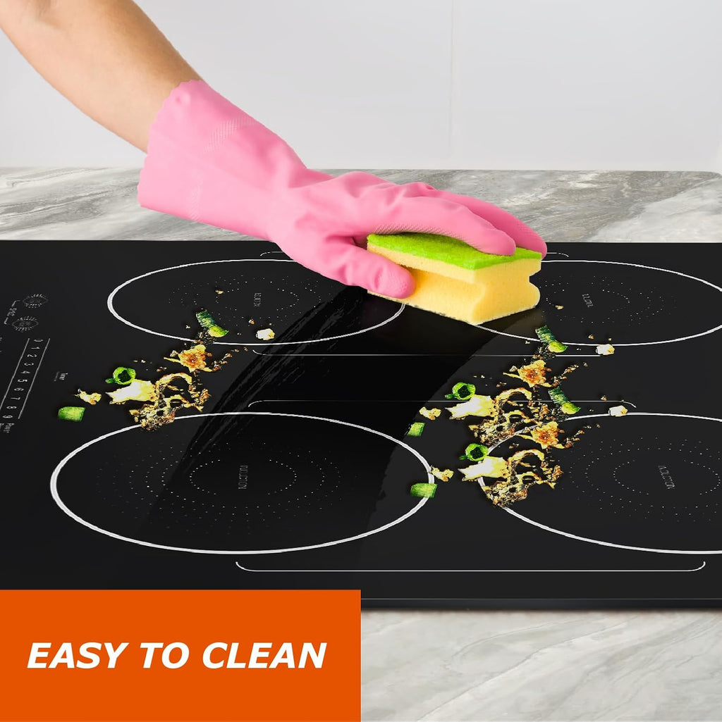 24 Inch Induction Cooktop 4 Burners, Flat Glass Top Electric Stove Hob with Bridge-SYNC, 3 Preset Modes Booster, Timer, Pause, Child Lock, Drop in, 208~240V/40A, Black