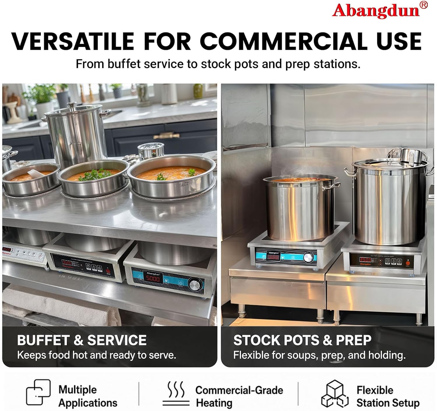 3500W Commercial Induction Cooktop, 240V Single Induction Burner with 18-Hour Timer, High-Efficiency Induction Heater for Restaurant & Catering