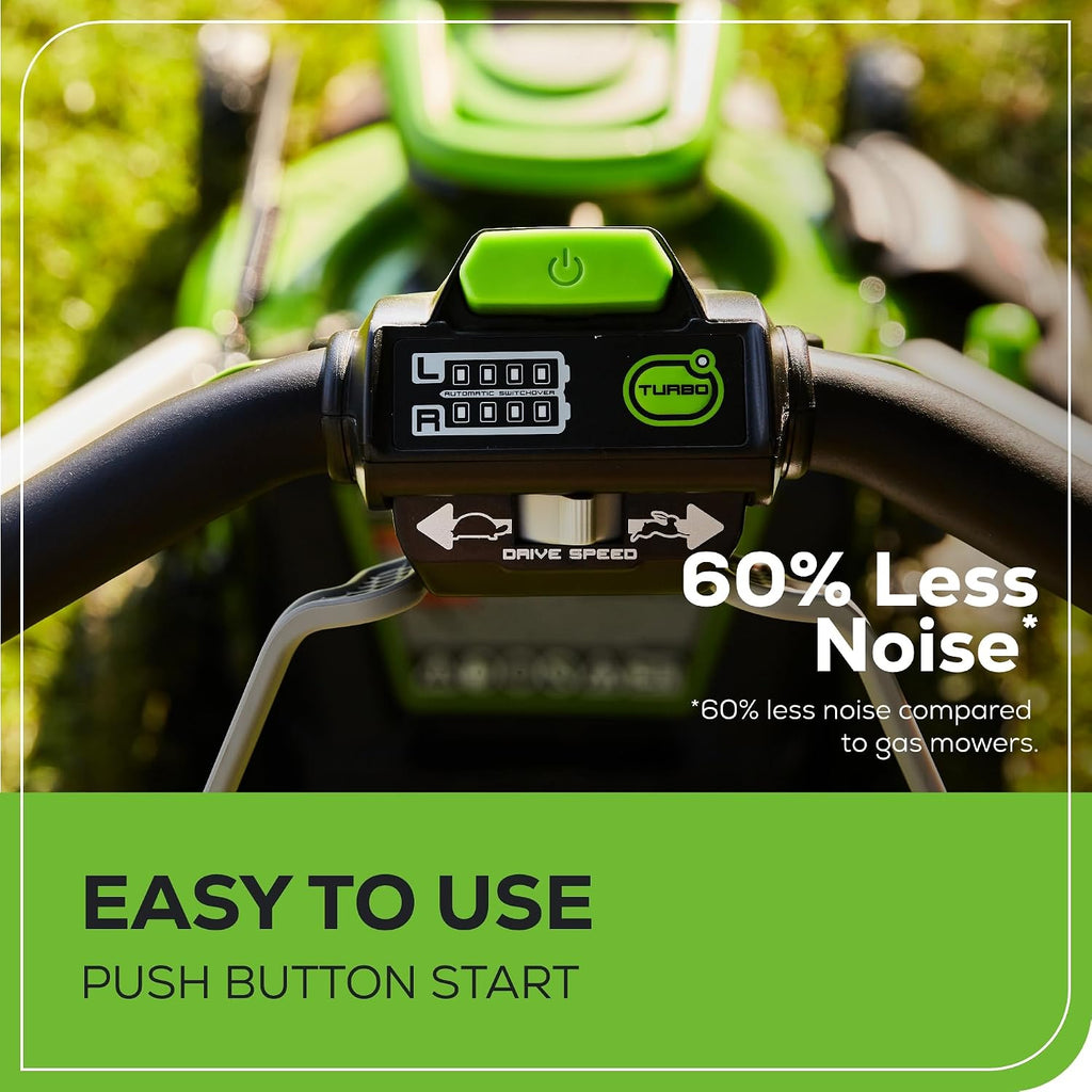 Greenworks 60V 21' Brushless (Self-Propelled) Cordless Lawn Mower, 2 x 4.0Ah Batteries (3/4 Acre, Rapid Charger, 4-in-1, LED Lights, IPX4)