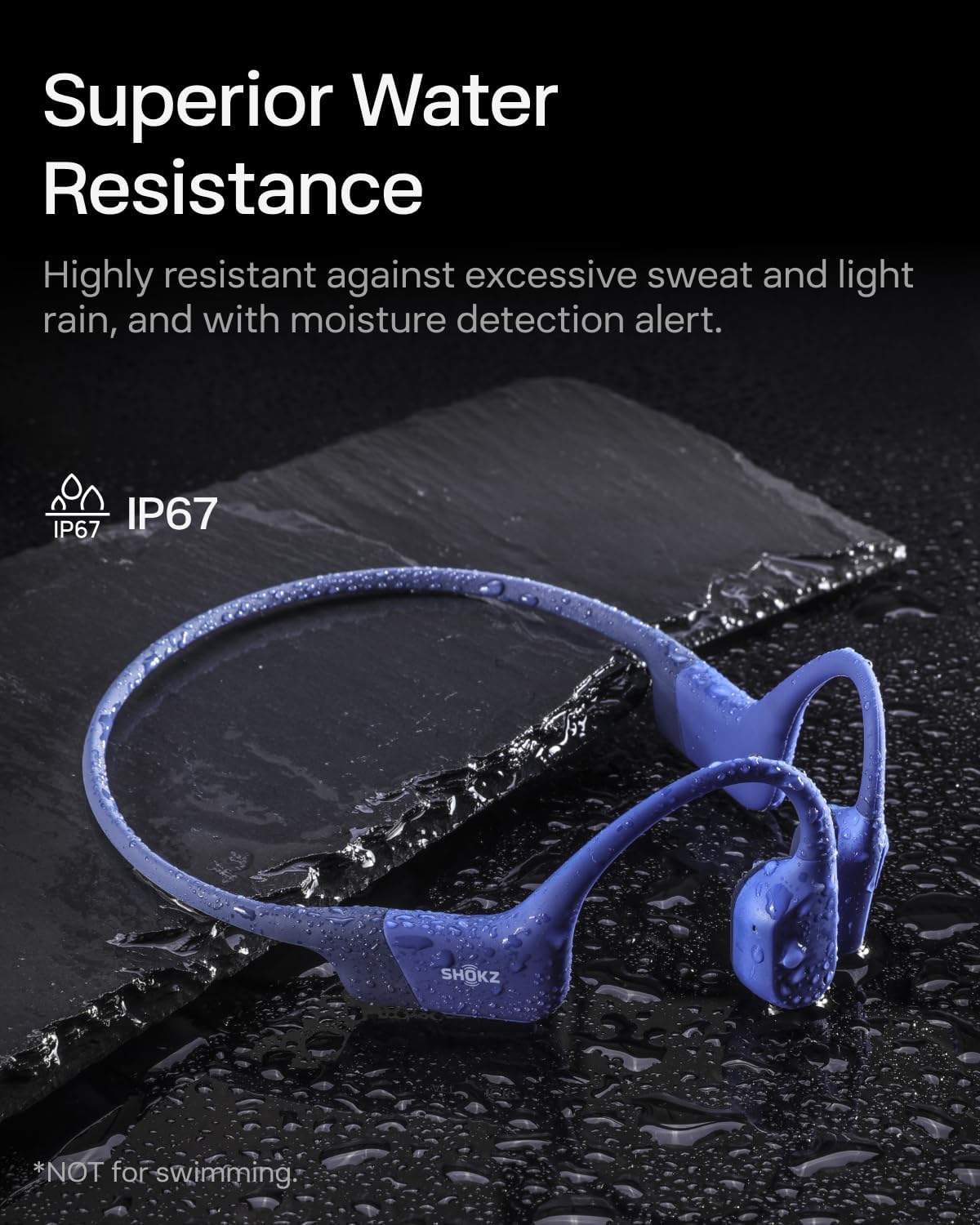 SHOKZ OpenRun Mini - Bone Conduction Headphones,Open-Ear Bluetooth Wireless Sport Headphones for Running & Workout,Sweat Resistant, Long 8H Playtime,Mic,with Hair Band-Blue (Pack of 2)