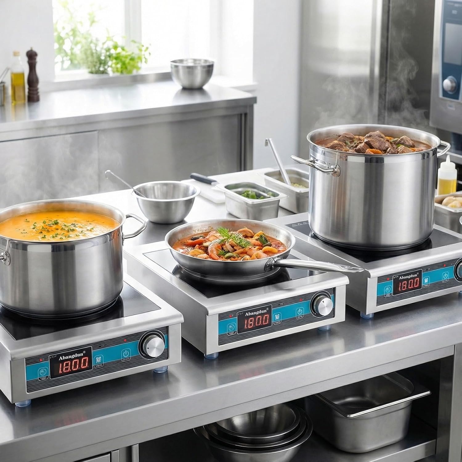 Commercial Grade Countertop Burner 1800 W /120V Commercial Induction Cooktop 9.25-Inch Heating Coil Hot Plate for home kitchens, apartments, small restaurants