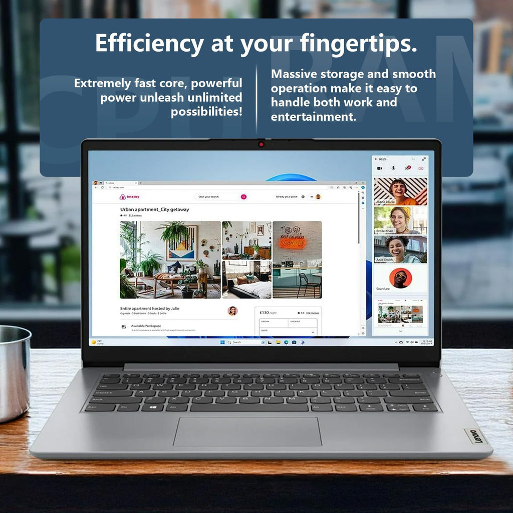 Lenovo IdeaPad 1 Everyday Laptop, 14' HD Display, 8GB RAM, 384GB Storage(128GB eMMC + 256GB PCIe), 1 Yr Office 365 Included, Intel Core Processor, Win 11 Home, Bundle with Thunderobot Wireless Mouse