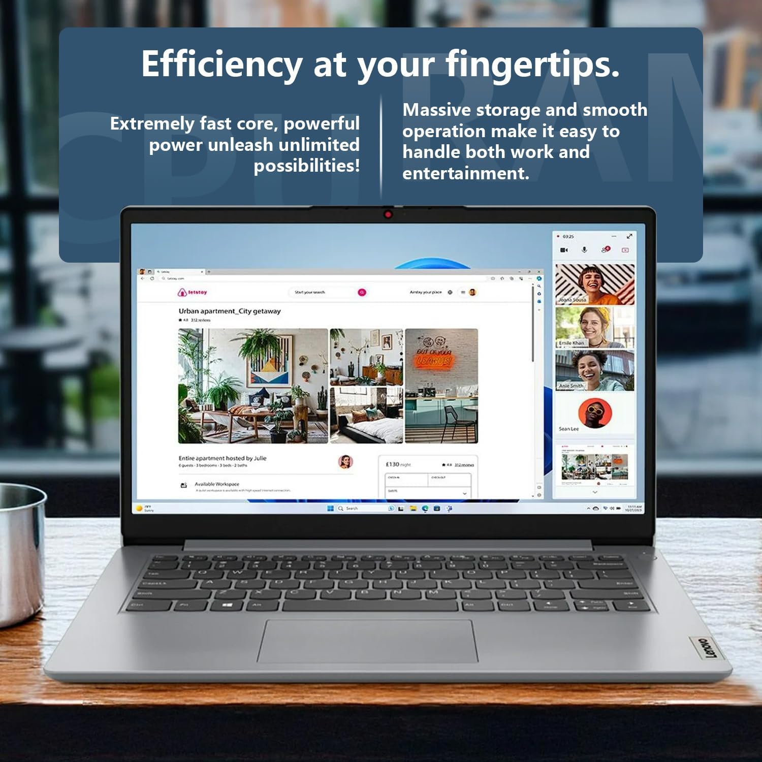 Lenovo IdeaPad 1 Everyday Laptop, 14' HD Display, 8GB RAM, 384GB Storage(128GB eMMC + 256GB PCIe), 1 Yr Office 365 Included, Intel Core Processor, Win 11 Home, Bundle with Thunderobot Wireless Mouse