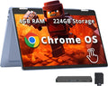 HP Chromebook x360 14' FHD Touchscreen Laptop, Intel Processor N100, 4GB RAM, 224GB Storage(64GB eMMC+160GB Docking Station Set), UHD Graphics, Wi-Fi 6, 720p HD Camera, Chrome OS, Sky Blue