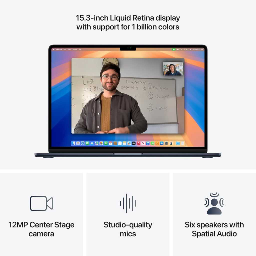 Apple 2025 MacBook Air 15-inch Laptop with M4 chip: Built for Apple Intelligence, 15.3-inch Liquid Retina Display, 16GB Unified Memory, 512GB SSD Storage, 12MP Center Stage Camera, Touch ID; Midnight