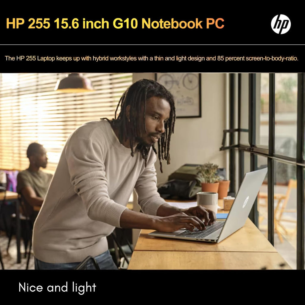 HP 255 G10 Laptop for Home or Work - Microsoft Office 365 for Web - 15.6' Full HD - Ryzen 3 7330U (Beat Intel i5-1135G7) - 16GB RAM - 256GB SSD - HDMI - USB-C - Windows 11 w/o Mouse