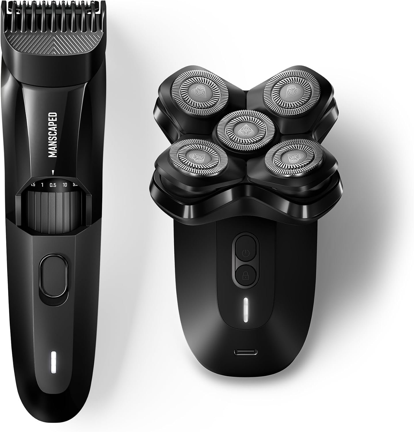 MANSCAPED® The Beard & Dome Bundle Includes: The Beard Hedger® Premium Trimmer, Adjustable Blade Length & The Dome Shaver™ PRO Head Shaver for Bald Men with SkinSafe® & FlexAdjust Technology