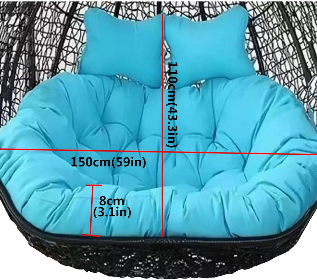 2 Seater Egg Chair Swing Cushion Outdoor, 2 Person Hanging Egg Chair Cushion, Double Hanging Basket Chair Cushion, Hanging Hammock Chair Cushion Replacement (Only Cush(Size:150X110CM,Color:Dark Gray)