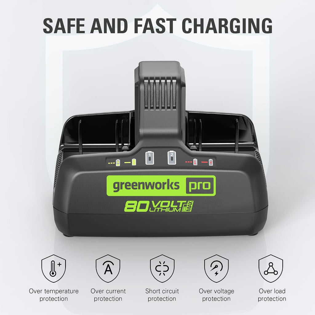 Greenworks PRO 80V 42' Electric Lawn Tractor, Riding Lawn Mower with (6) 5.0Ah Batteries and (3) Dual Port Turbo Chargers Included
