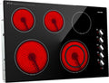 30 Inch Electric Cooktop, 5 Burners Built-in Cooktop, 7300W Knob Control Electric Stove Top with 11 Power Levels, Safety Lock, Dual Ring, Heat Retention Function, Hot Surface Indicator