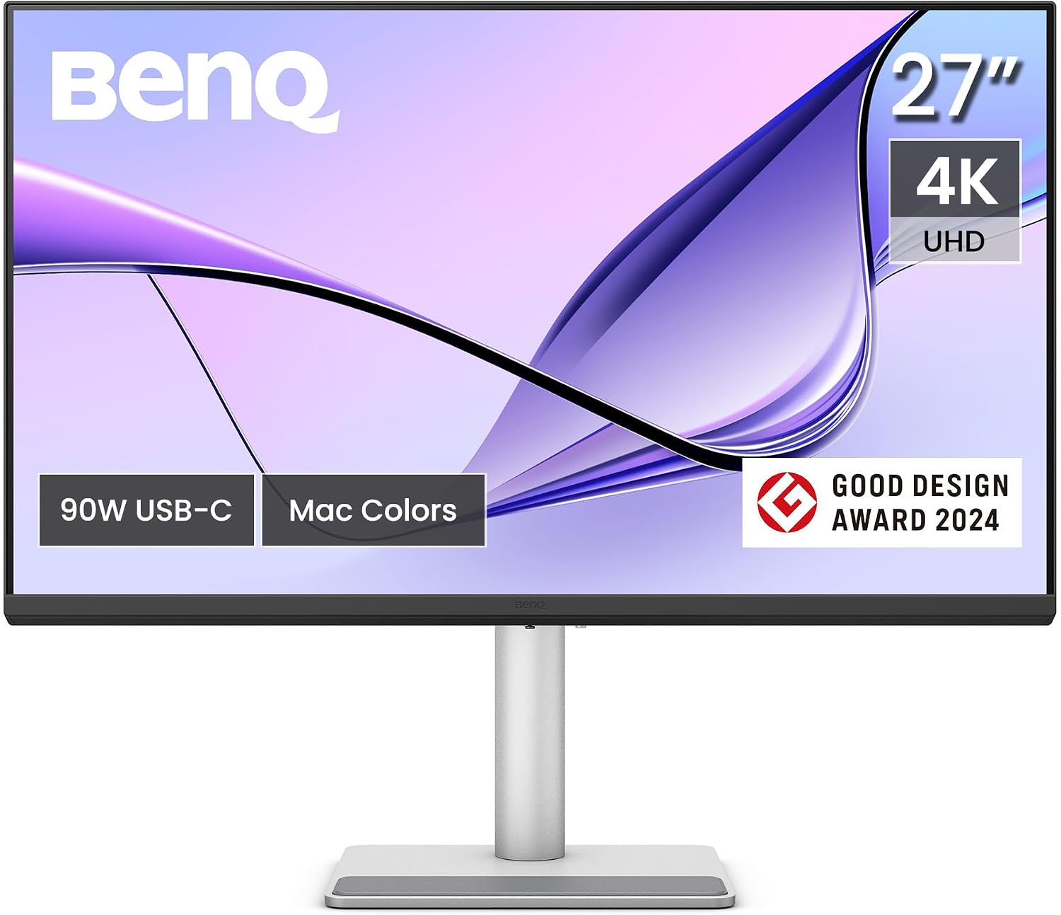 BenQ MA270U 27' 4K 3840x2160 Monitor for MacBook® Pro/Air, Dual USB-C, 90W Power Delivery, Mac Color Match, USB Hub, Brightness & Volume Control on Mac, Height & Tilt Adjustable Stand, P3 Color Gamut