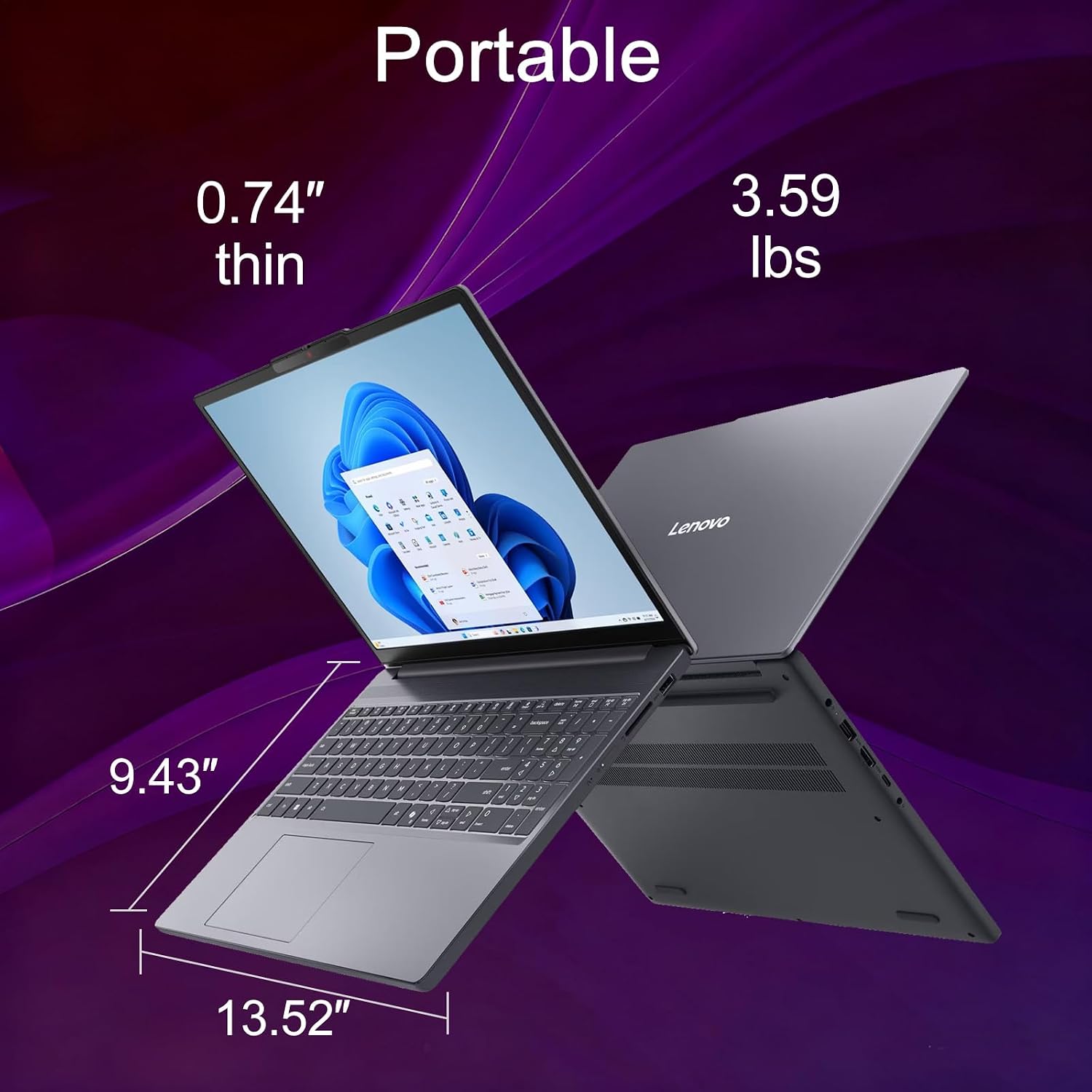 Lenovo IdeaPad Slim 3i Laptop (15.3' FHD+,16GB DDR5 RAM, 512GB SSD, Intel Core 3 100U (> i5-1235U)) for Business, Home, 1080p IR Webcam, Backlit KB, 17-Hr Long Battery Life, Wi-Fi 6, Win 11 Home