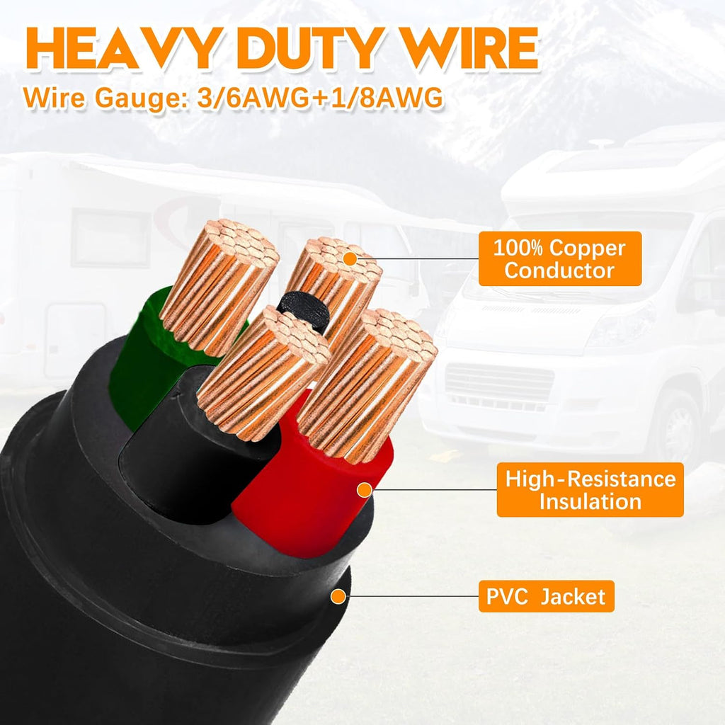 50 Amp Generator Cord 25FT and Power Inlet Box, NEMA 14-50P Male to SS2-50R 125/250V Twist Lock Connector with Pre-Drilled NEMA SS2-50P Generator Inlet Box for Generator to House