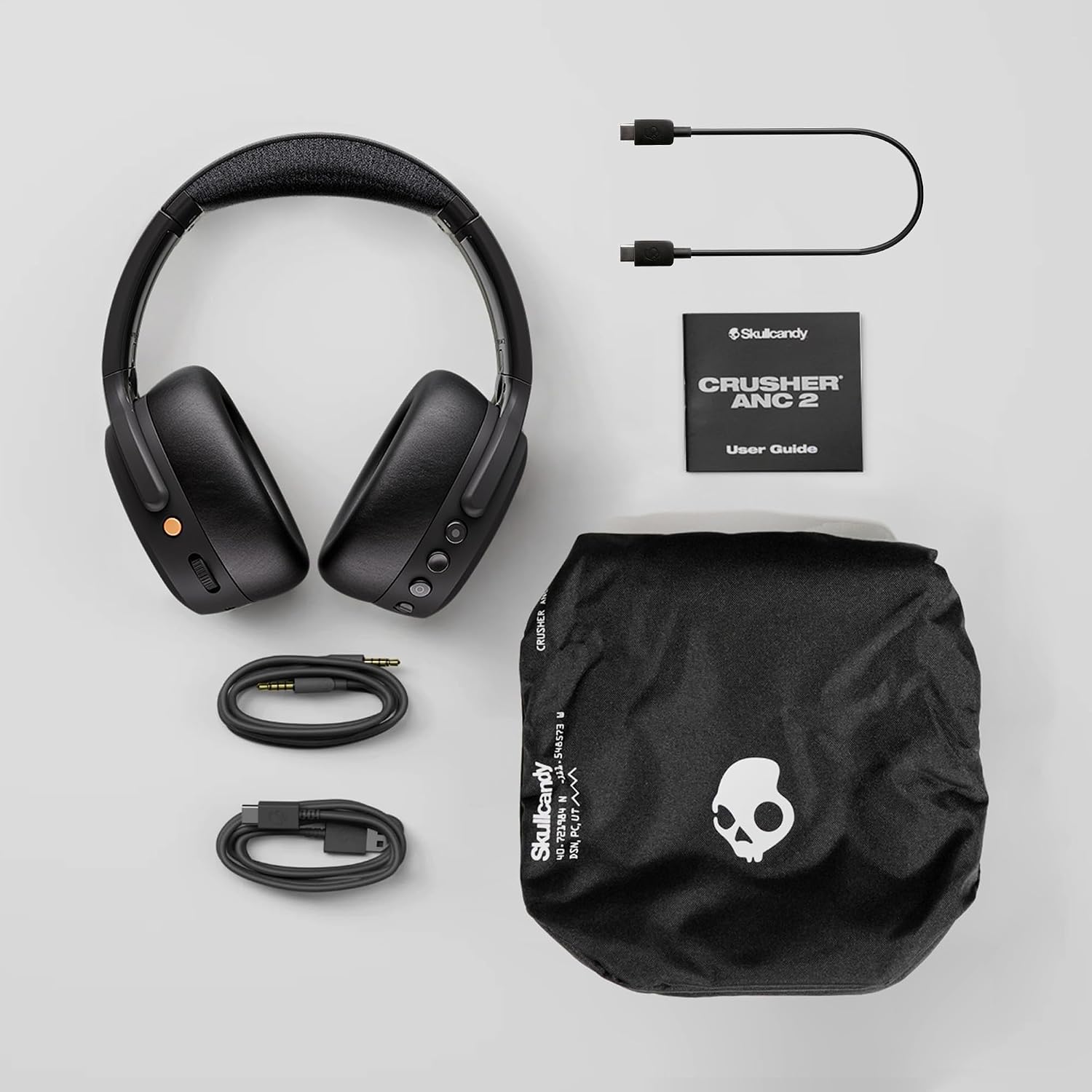 Skullcandy Crusher ANC 2 Over-Ear Noise Canceling Wireless Headphones with Sensory Bass, 50 Hr Battery, Skull-iQ, Alexa Enabled, Microphone, Works with Bluetooth Devices - Black (Renewed)