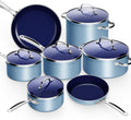 Nuwave 12pc Forged Lightweight Cookware Set, G10 Healthy Duralon Ceramic Ultra Non-Stick Coating, Vented Tempered Glass Lids, Stay-Cool Handles, Induction-Ready & Works on All Cooktops, PFAS Free