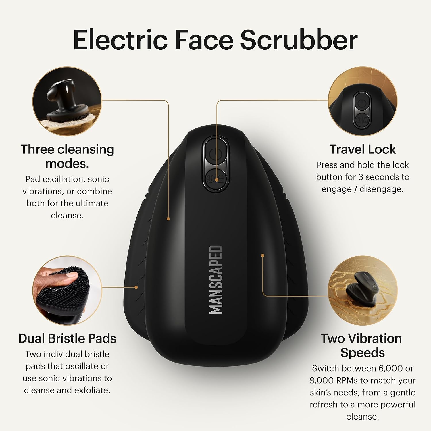 MANSCAPED® The Lawn Mower® 5.0 Ultra & The Face Buffer PRO - Men's Groin & Body Hair Trimmer & Electric Silicone Face Scrubber for Deep Cleaning & Exfoliating Your Skin, The Shed 2.0 Toiletry Bag