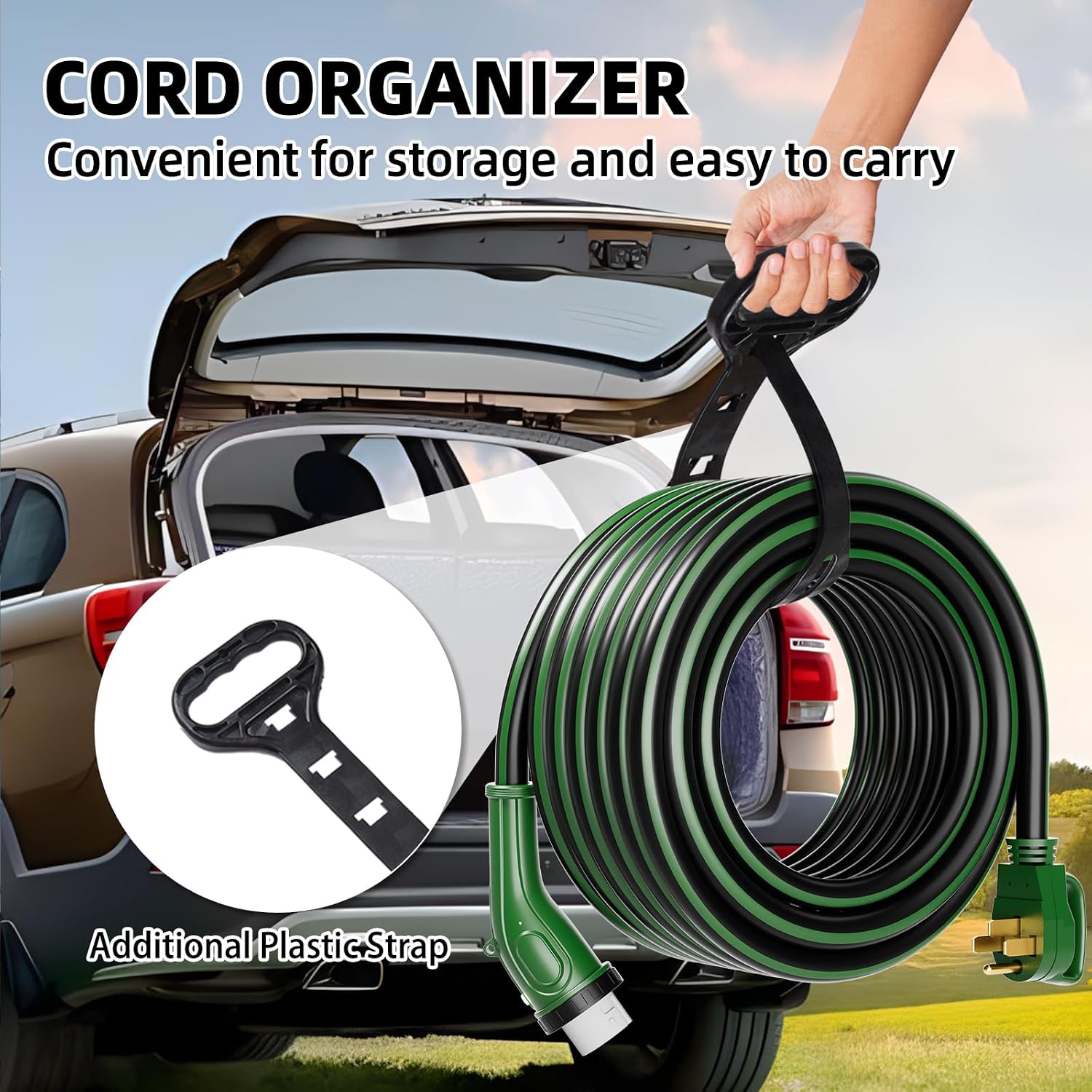 50 Amp 25 Feet RV Power Cord, Heavy Duty 6/3 + 8/1 Gauge STW 50A Generator Cord, NEMA 14-50P to SS2-50R LED Power Indicator Twist Lock for RV Trailer Camper and Generator to House, ETL Listed