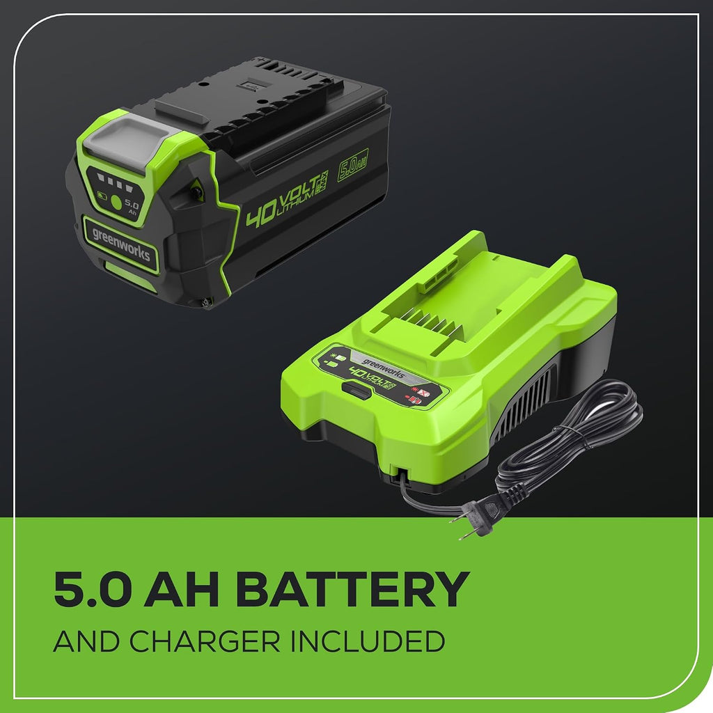 Greenworks 40V 19' Brushless Lawn Mower (High Wheel), 5.0Ah Battery