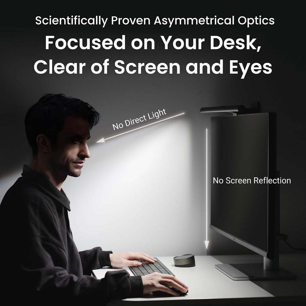 BenQ ScreenBar Halo 2 LED Monitor Light Bar - Wireless Controller, Backlight, Motion Sensor, Adjustable Brightness/Color Temperature, Eye-Care, No Screen Glare, Fits Curved Monitor, Monitor Accessory