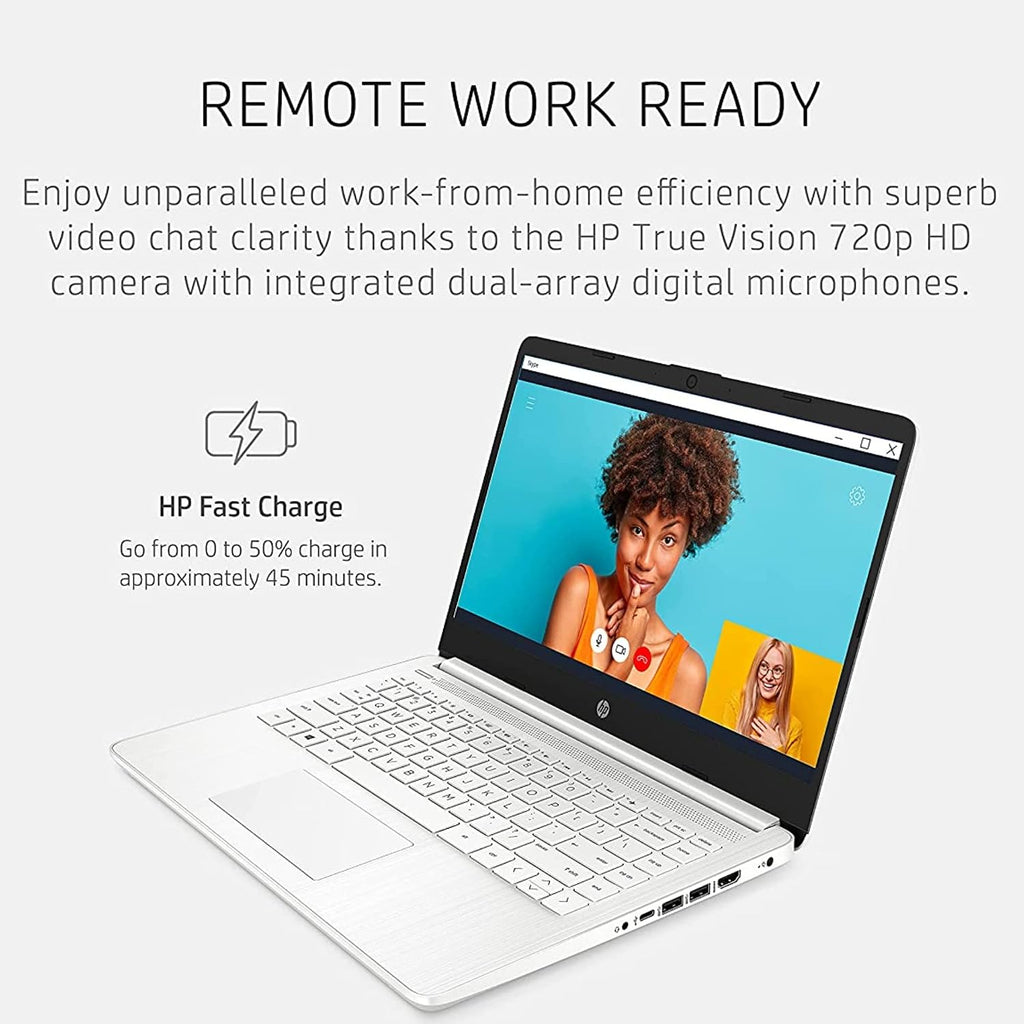 HP Latest Stream 14' HD Laptop, Intel Celeron Processor, 4GB Memory, 64GB eMMC Storage, Fast Charge, HDMI, Up to 11 Hours Long Battery Life, Office 365 1-Year, Win 11 S, Microfiber Bundle, White