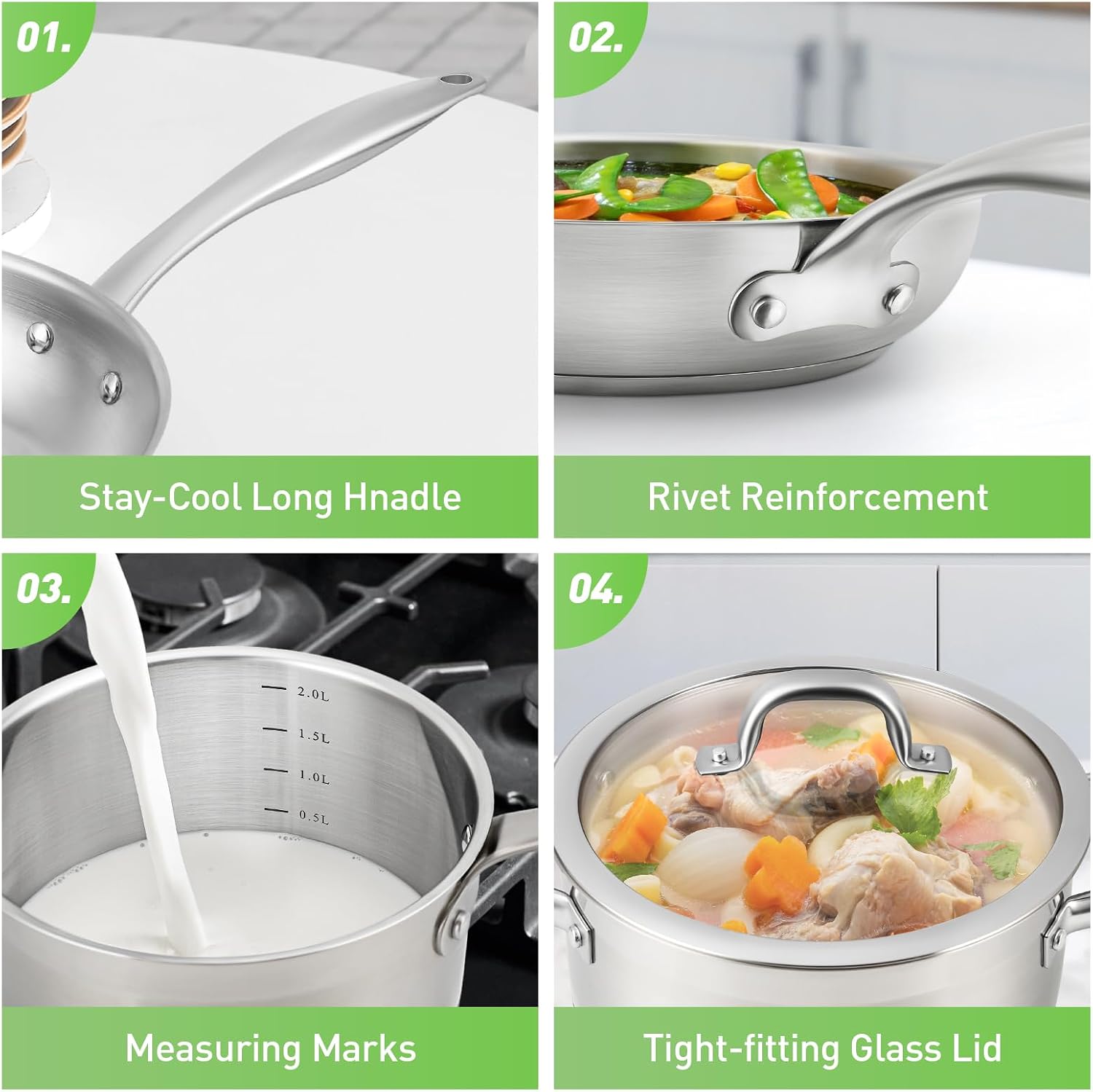 Duxtop Professional Stainless Steel Pots and Pans Set, 17PC Induction Cookware Set, Impact-bonded Technology