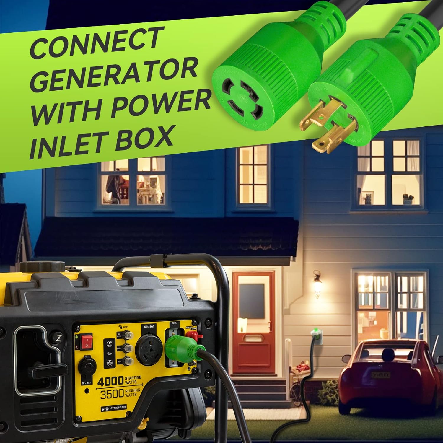RVMATE 30 Amp Generator Cord 4 Prong 100 Feet, NEMA L14-30P/L14-30R, 125/250V Up to 7500W 10 Gauge SJTW Generator Extension Cord, ETL Listed