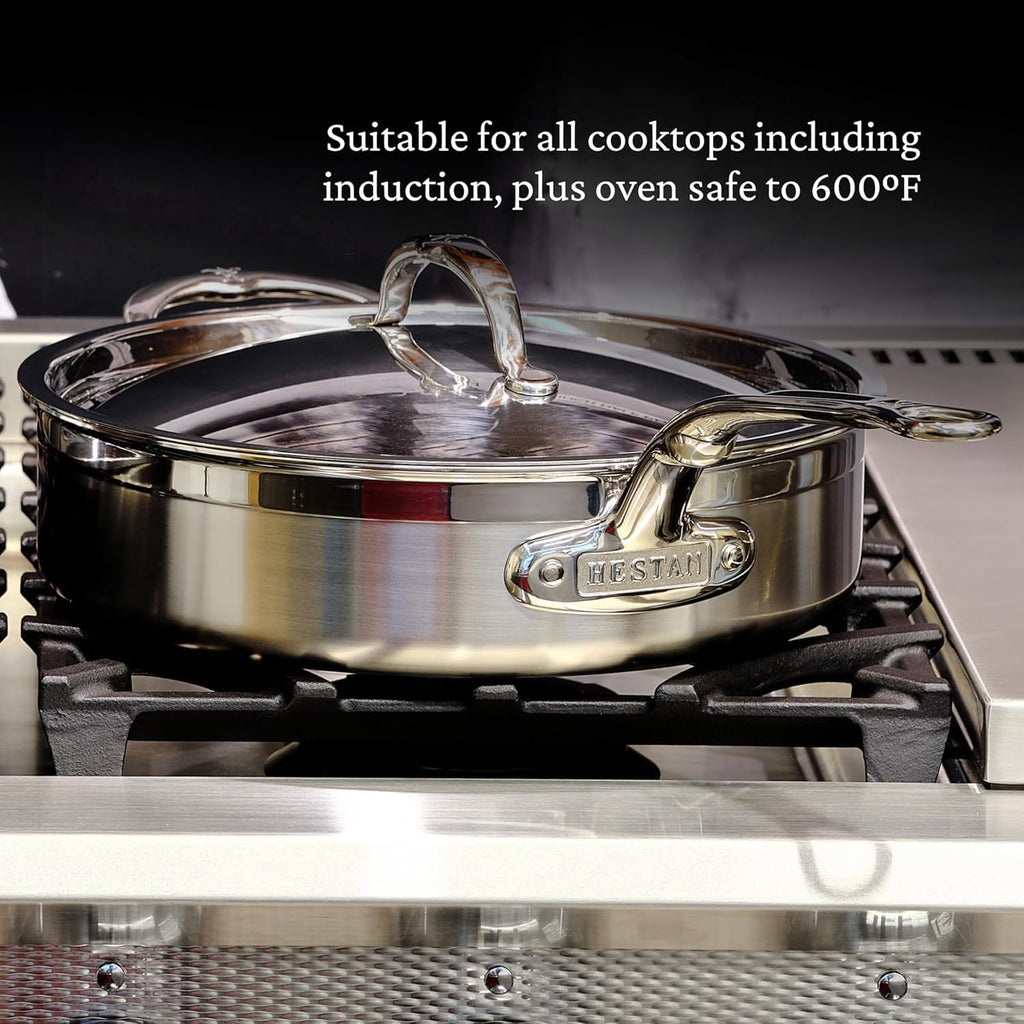 Hestan ProBond Forged - Professional Clad Stainless Steel Sauté Pan, 5 Quart, with Helper Handle, Induction Compatible