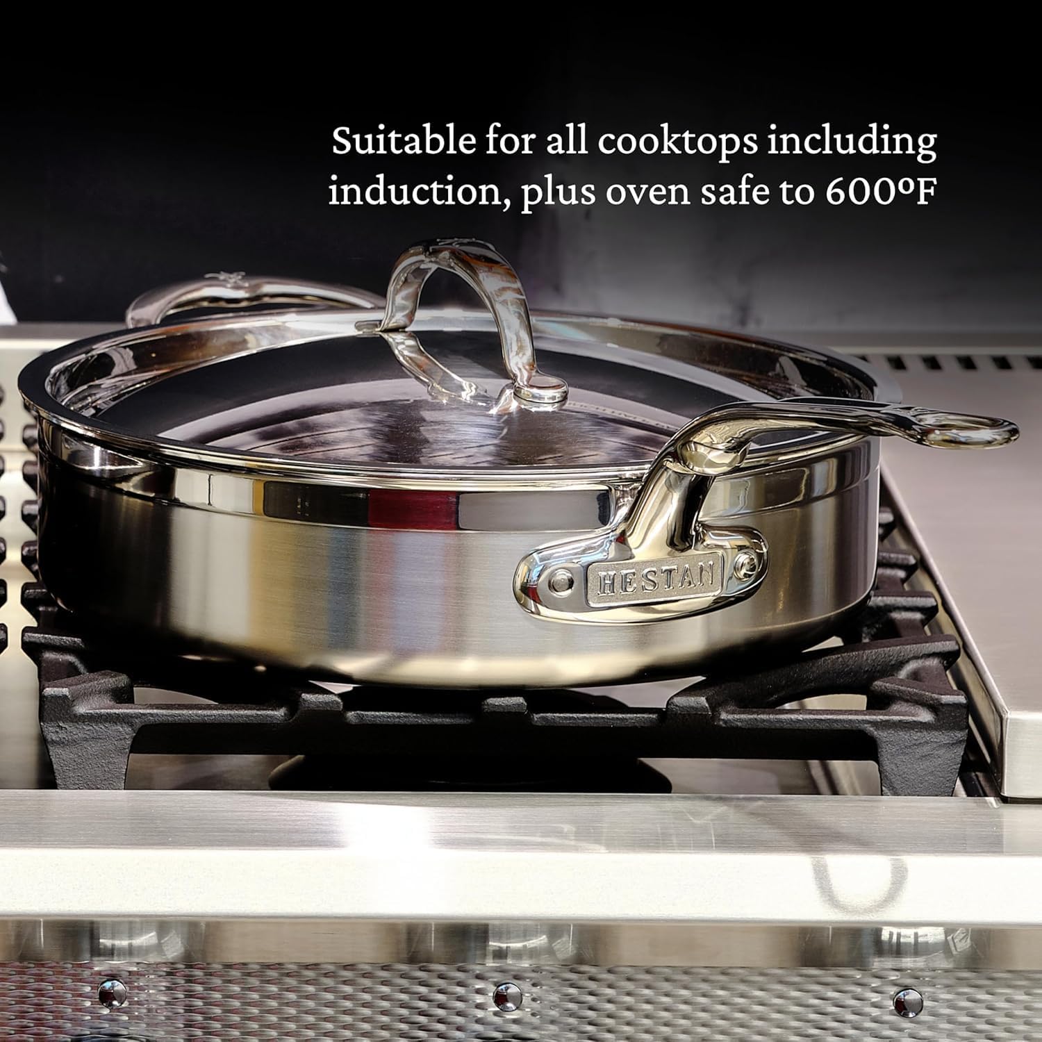 Hestan ProBond Forged - Professional Clad Stainless Steel Sauté Pan, 5 Quart, with Helper Handle, Induction Compatible