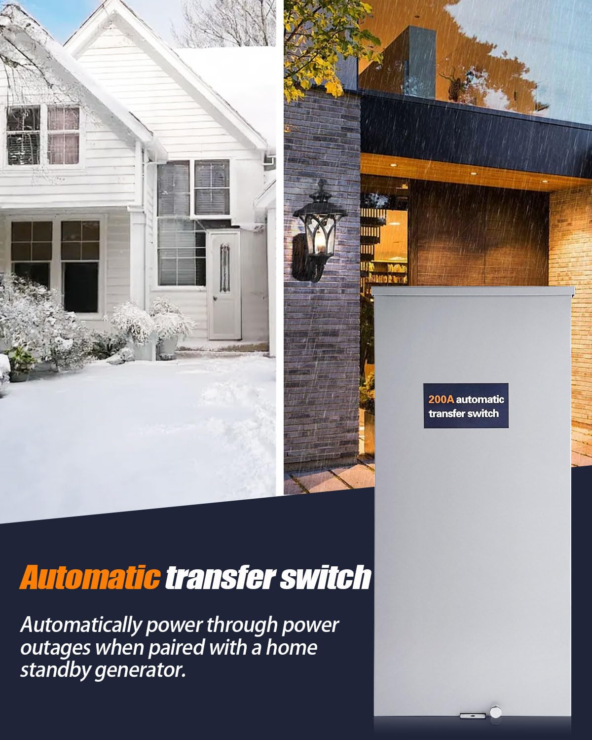 Automatic Transfer Switch for Generator - 200 Amp Single Phase Replacement for Generac RXSW200A3, Fit for Evolution or Nexus Generator Controllers, NEMA 3R Outdoor Rated Aluminum Enclosure
