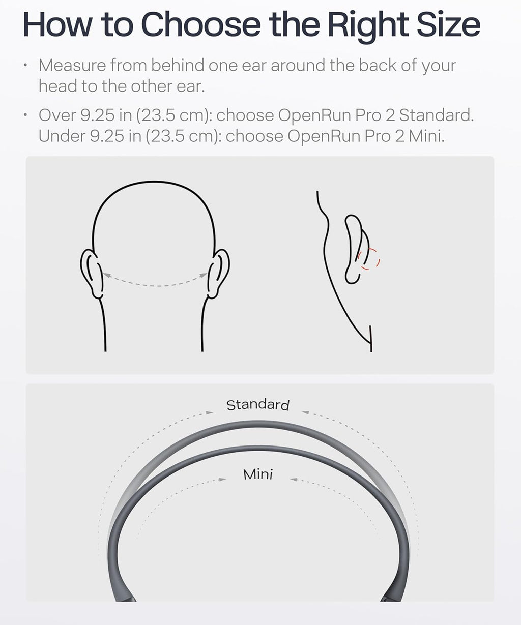 SHOKZ New OpenRun Pro 2 Mini -Open-Ear, Bone Conduction Sport Headphones -with Reflective Strip -Sweat Resistant, Workout Headphones -Secure, Wireless, Comfortable Fit-Deep Bass and Smart Mic App