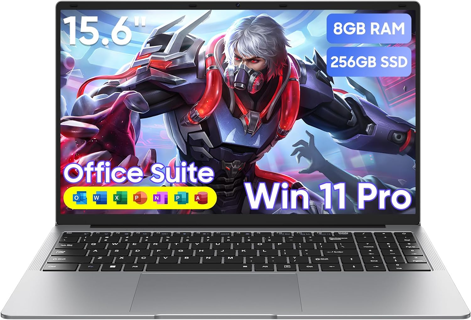 Laptop Computer 15.6' Win11 Pro Laptops 8GB RAM 256GB SSD,Ms Office 365, 100% sRGB Screen, N4000 Processor, Notebook, Dual Band WiFi5, BT4.2, USB-A, HDMI,FHD 1920 * 1080 Display,Silver