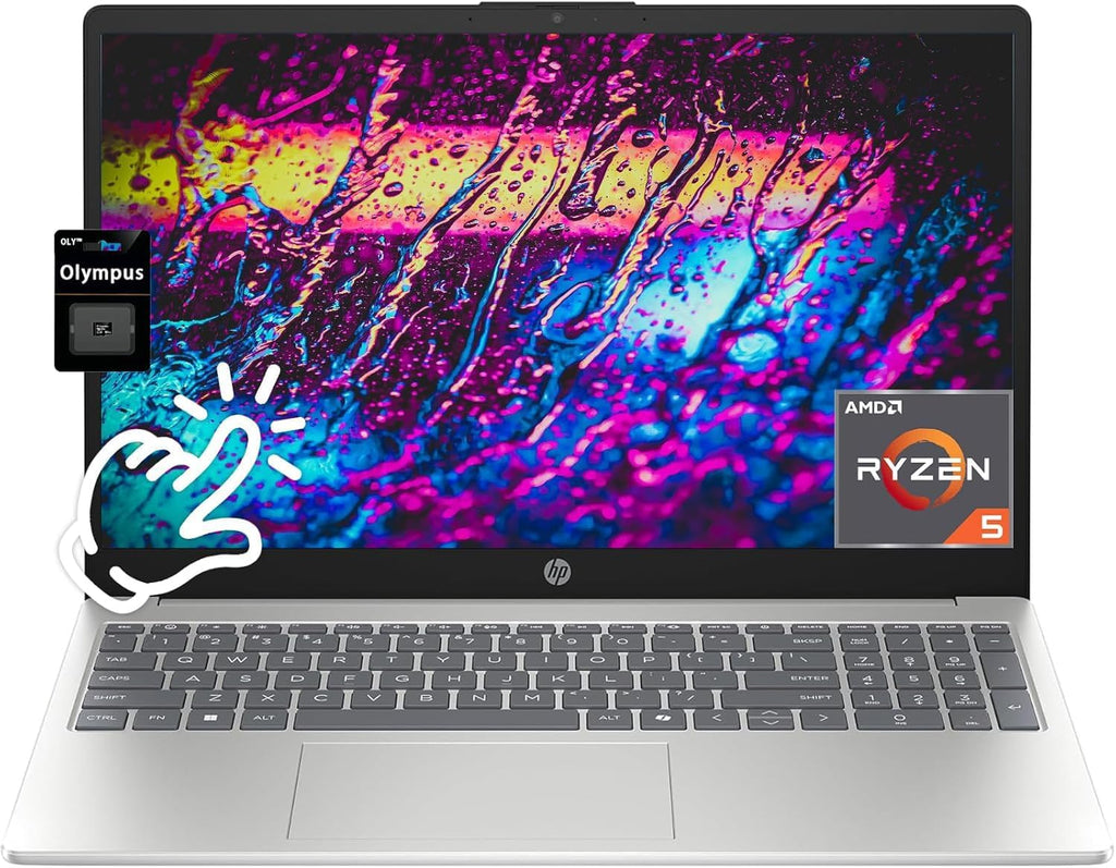 HP 15.6' Touchscreen Laptop, AMD Ryzen 5 7520U(Up to 4.3 GHz), 8 GB RAM LPDDR5, 512 GB SSD, AMD Radeon Graphics, HD Private Webcam, HDMI, Wi-Fi 6, Bluetooth, Anti-Glare, Windows 11 Pro, Silver
