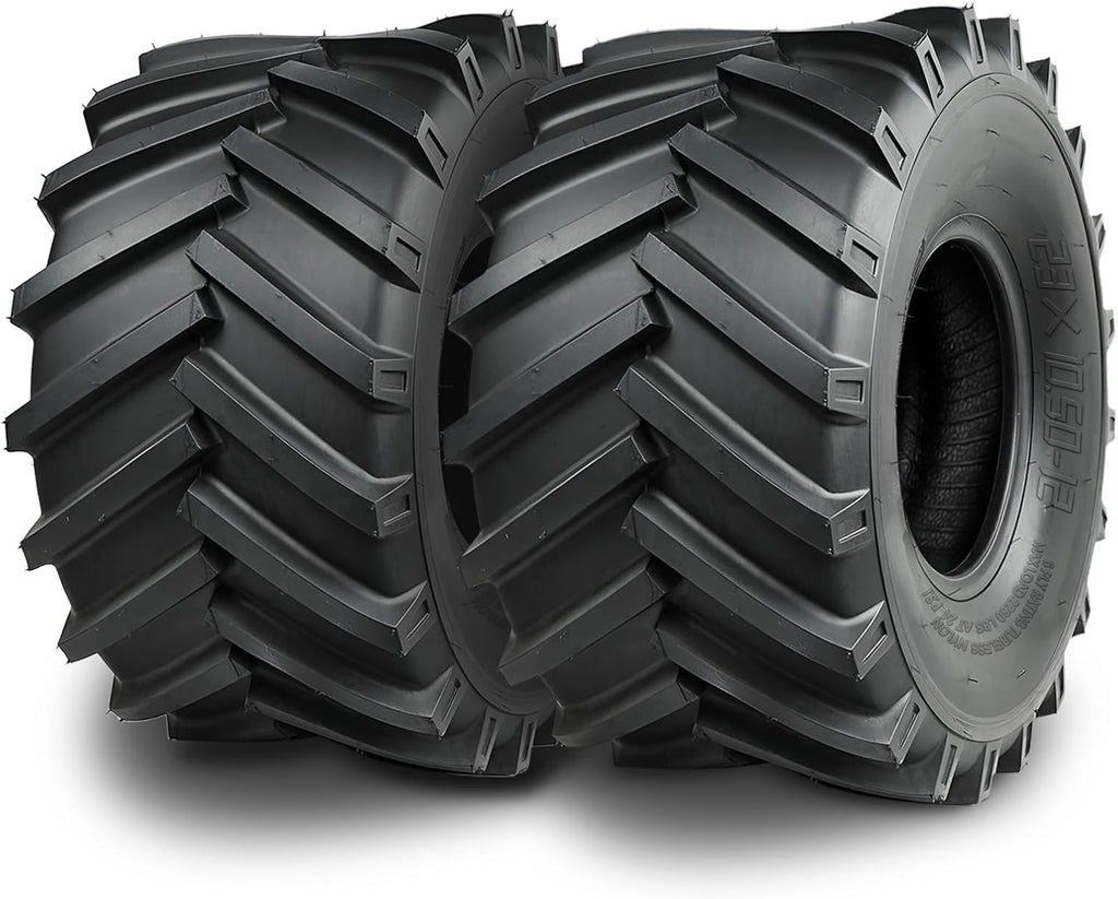 TRIPOWER 23x10.50-12 Lawn Tractor Tires - 23x10.50-12 Lug Ag Tires for Garden Farm Riding Mower Lawn Mower Tire - Working on Hill/Slope/Mud, Durable 6PR Tubeless, 2260 lbs Capacity, Set of 2